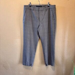 ZARA  Plaid houndstooth  Cropped Trousers Ankle Slit Dress Pants Size US 10